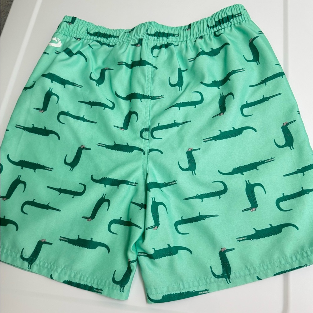 Academy LTD Boys Swim Trunks‎ Green Alligator Graphic Lined Pockets Drawstring